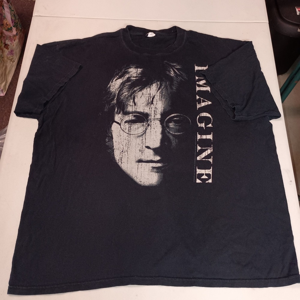 Mens Black‎ John Lennon Imagine T Shirt Anvil Pre Shrunk Size 2X
